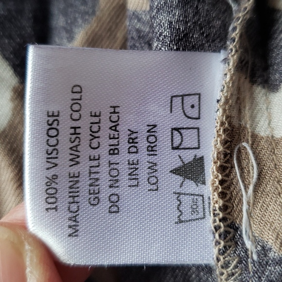 Mud Pie Cow Print Mini Shirtdress Small Tan Black Long Sleeve Tier Babydoll - Picture 14 of 14